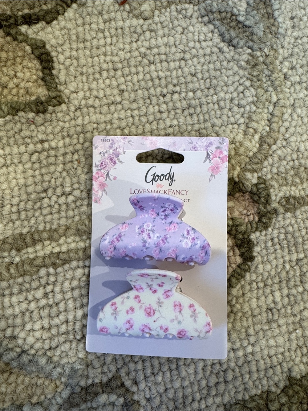 LoveShackFancy Goody Floral Claw Clip Set - Lavender & White